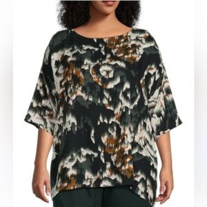 Bryn Walker ANDORRA Print Viscose Crepe 3/4  Sleeve Bex Shirt 3X